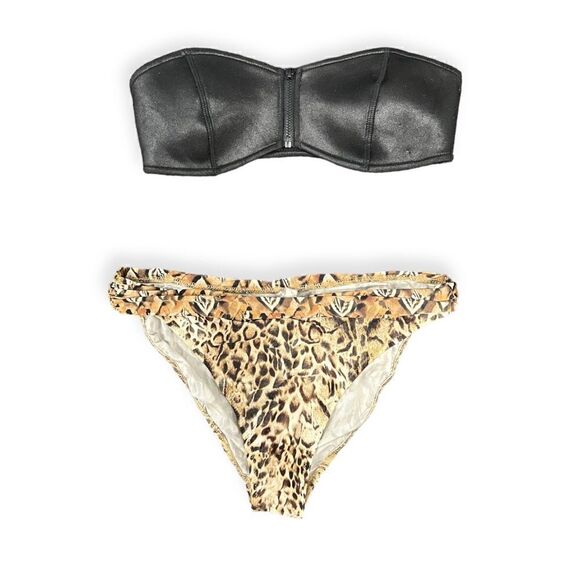 Tavik Faux Leather bandeau bikini top strapless, NWOT, Sz Small - Picture 1 of 4